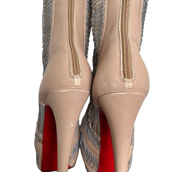 Christian Louboutin Pink and Cream Ankle Booties with Stiletto Heel - Picture 11 of 16